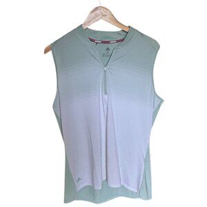Adidas- Sleeveless Teal & White Ombre Golf Top